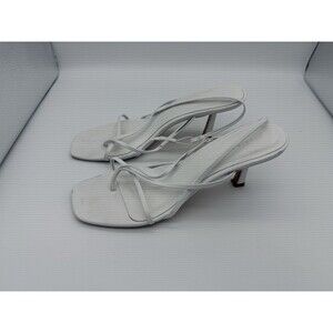 Studio Amelia Heeled Slingback Sandals Womens 7.5 White Wedding Preppy Going Out